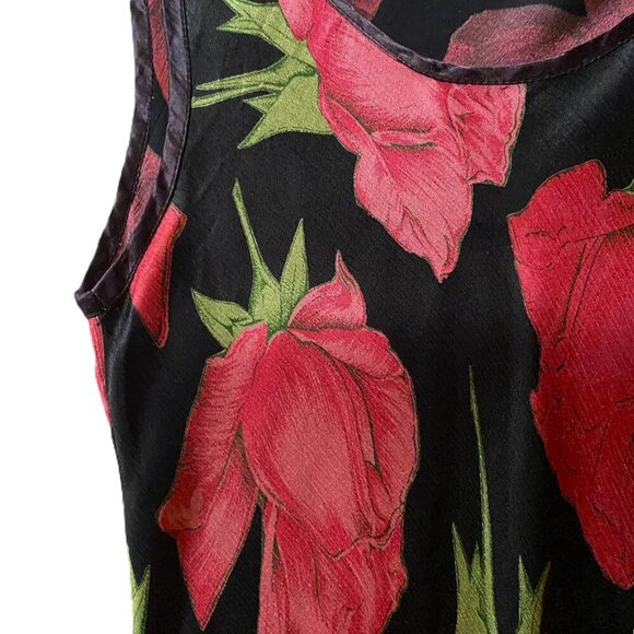 Vintage 90s Y2K Miss Selfridges slip dark florals fitted satin dress - Picture 11 of 16